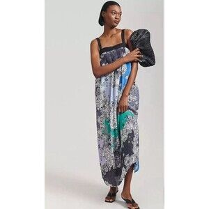 Anthropologie Atsu Dress Maxi Women Floral Boho Preppy Pockets Wedding Sz L New